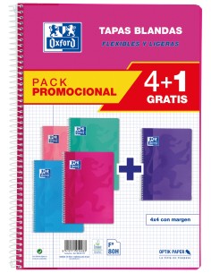 Pack 41 cuaderno espiral fº 80h 90g cuad4x4 c m colores tendencia tapa blanda